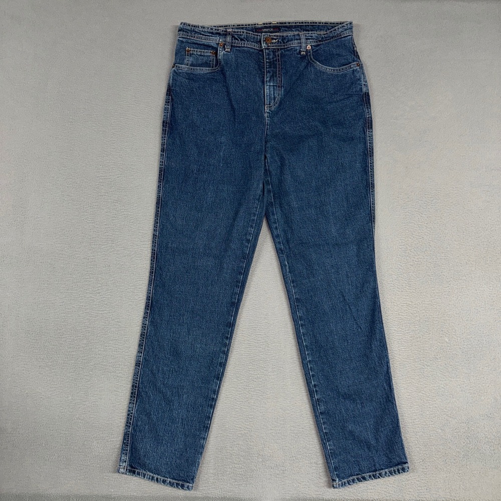 Bill Blass Jeans Womens 16 Blue High Rise Straight Leg Stretch Denim Cotton